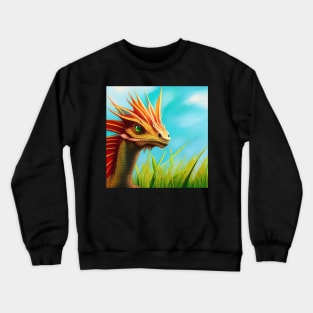 Baby Gold Dragon with Red Fins in the Tall Grass Crewneck Sweatshirt